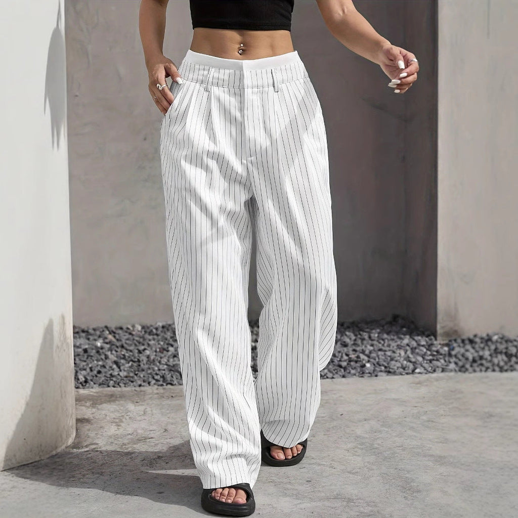 Stitching Suit Pants Simple Loose Drooping Straight-leg Pants