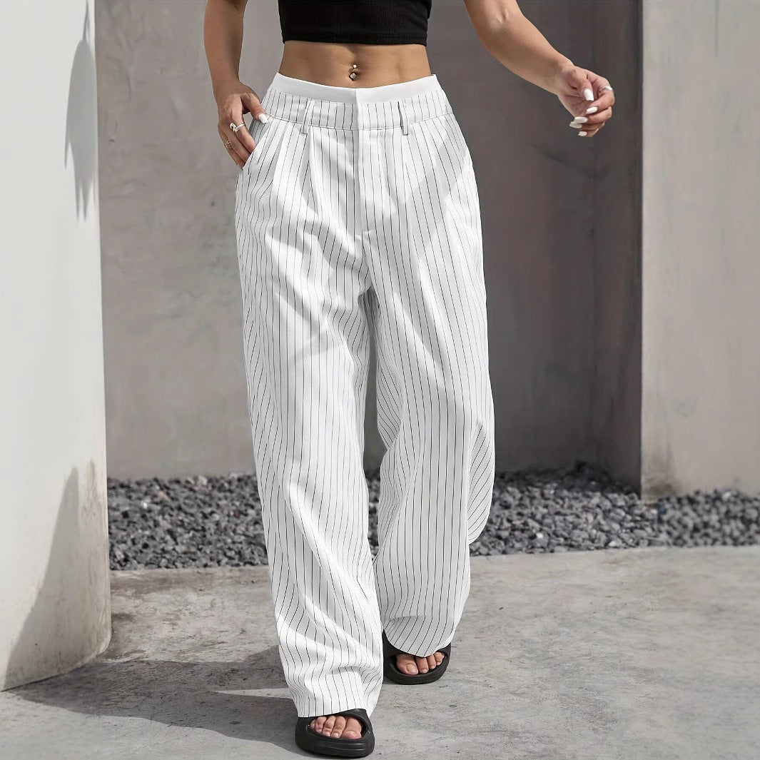 Stitching Suit Pants Simple Loose Drooping Straight-leg Pants