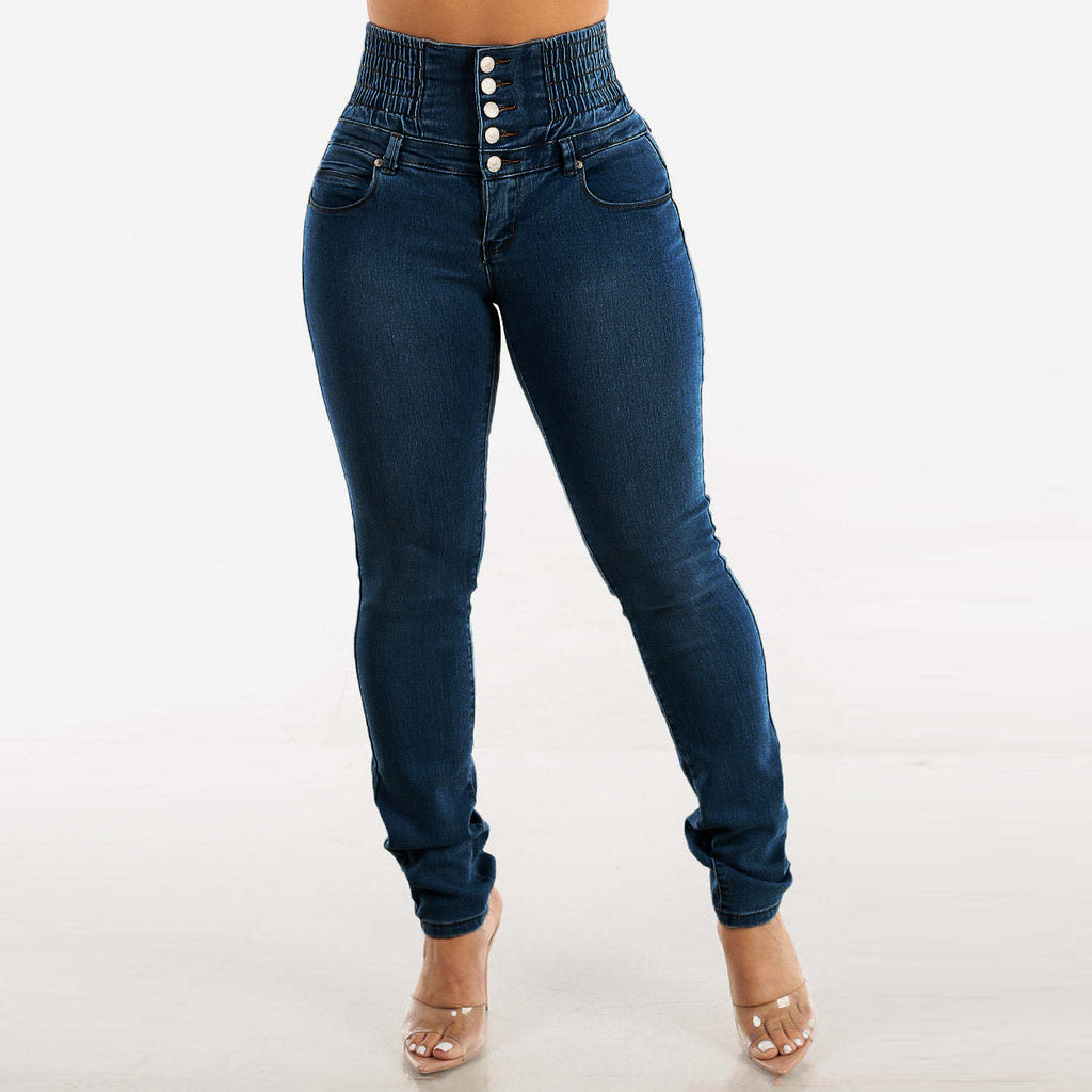 Women's Stretch Slimming Jeans Button