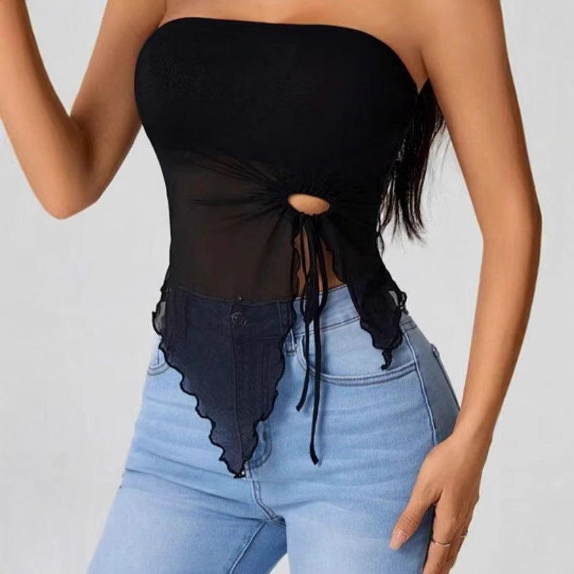 Tube Top Elegant Shoulder-baring Hot Irregular Sleeveless Top