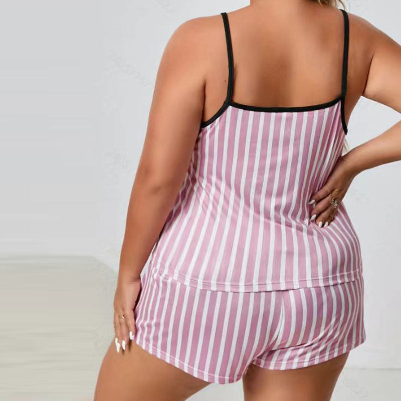 Women's Plus-sized Camisole Printed Pajamas Suit