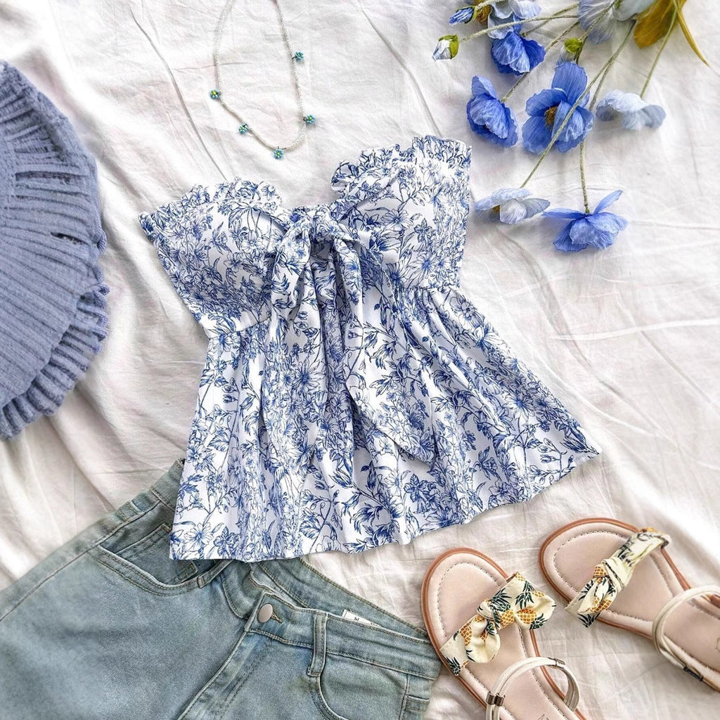 Women's Fashion Ruffles Hem Tube Top