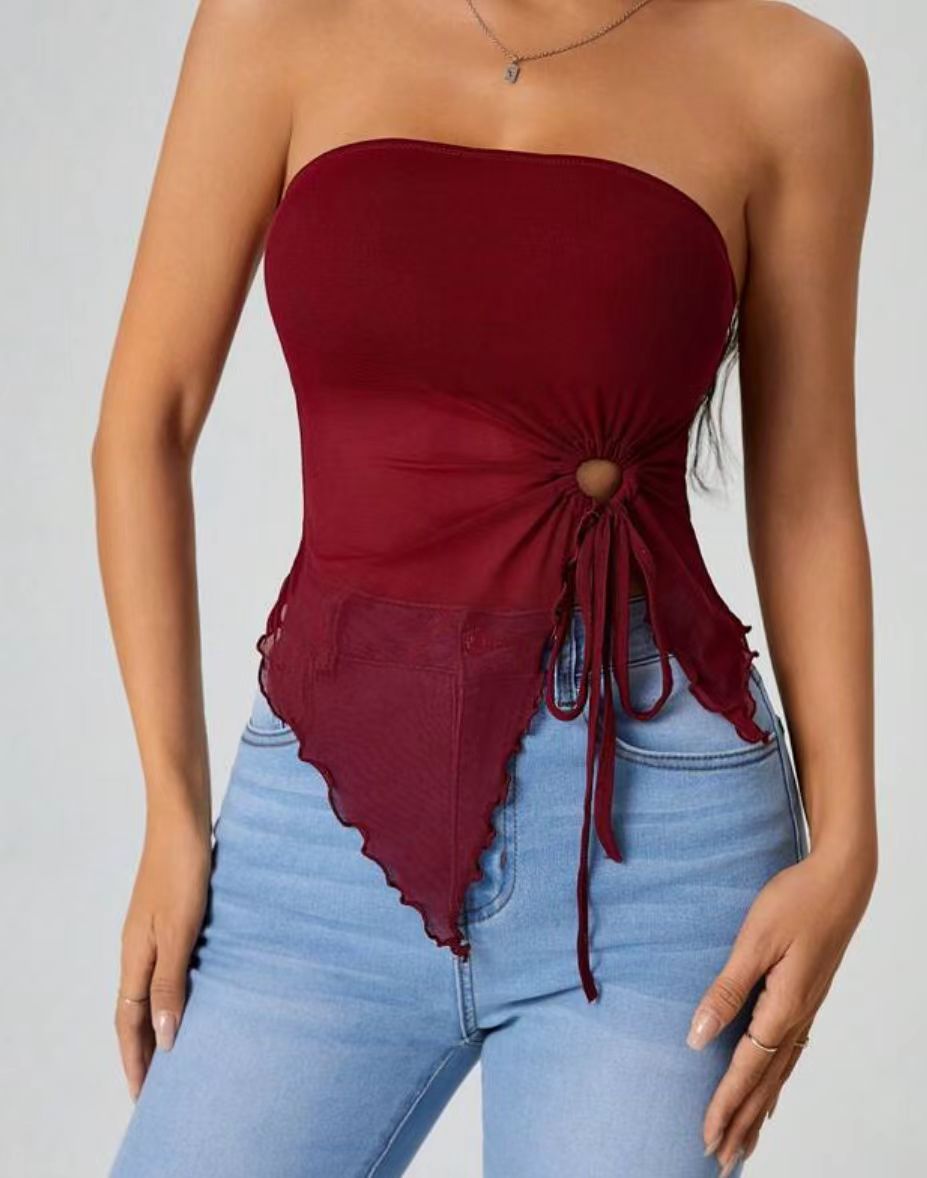 Tube Top Elegant Shoulder-baring Hot Irregular Sleeveless Top