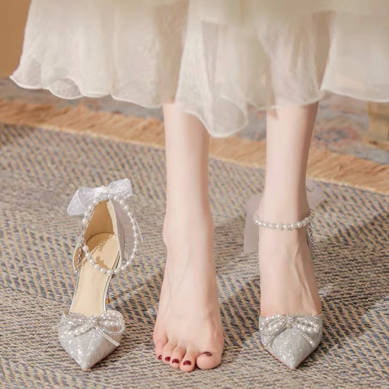 Women's Bow Pointed Heel Sandals