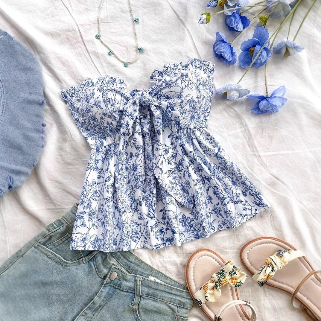 Women's Fashion Ruffles Hem Tube Top