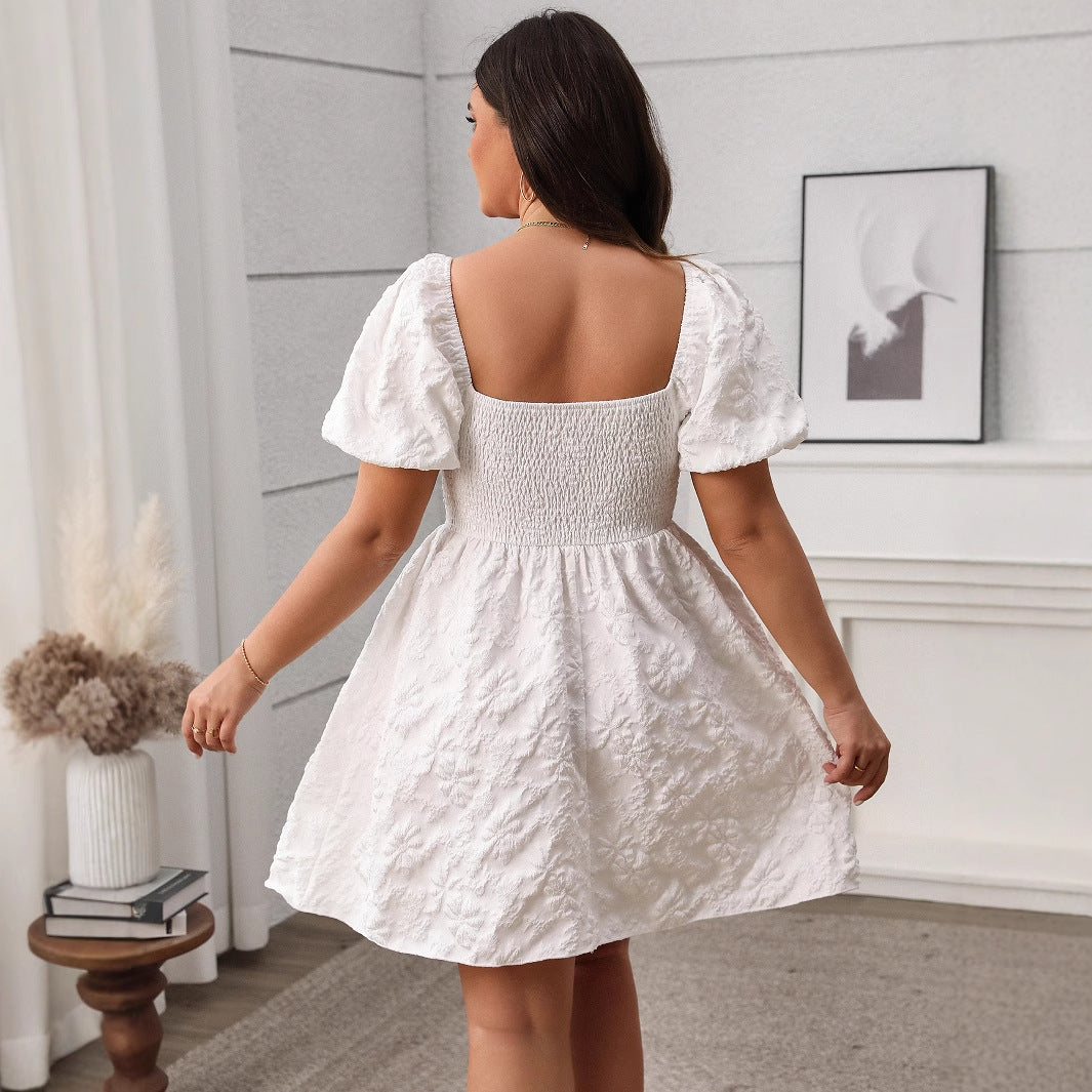 Women's French Style Puffy Short White Skirt