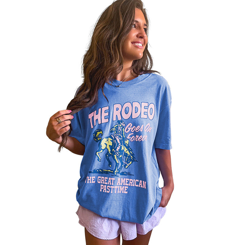 Women's Fashion Cartoon Printed Round Neck T-shirt