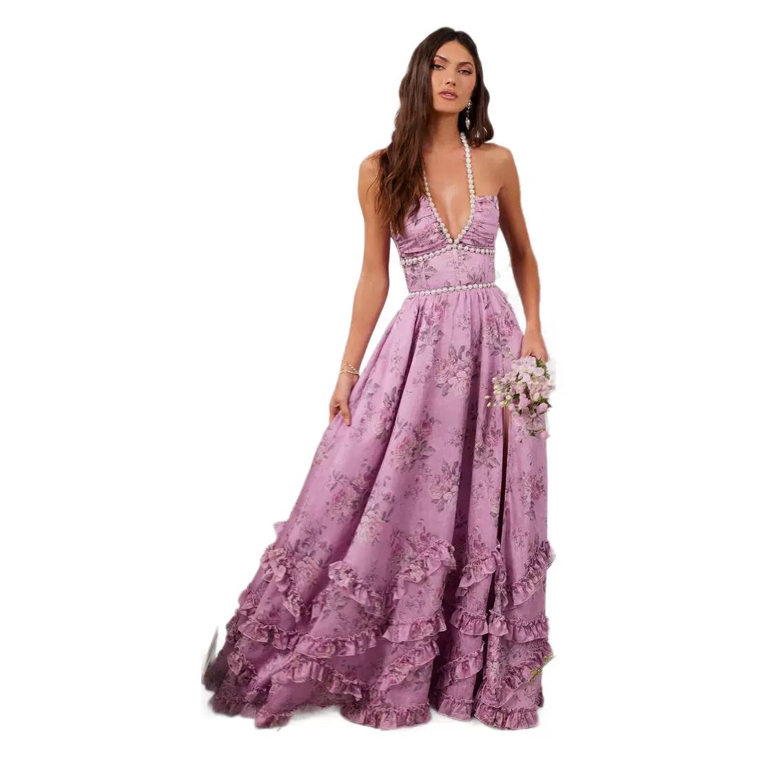 Elegant Graceful Printed Slim-fit Expansion Dress