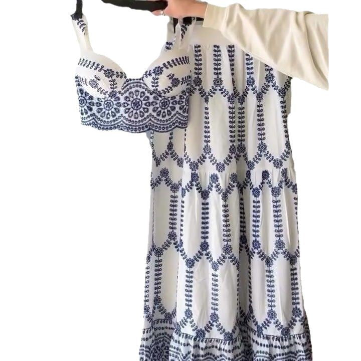 Printed Lace-up Bra Skirt Two-piece Set