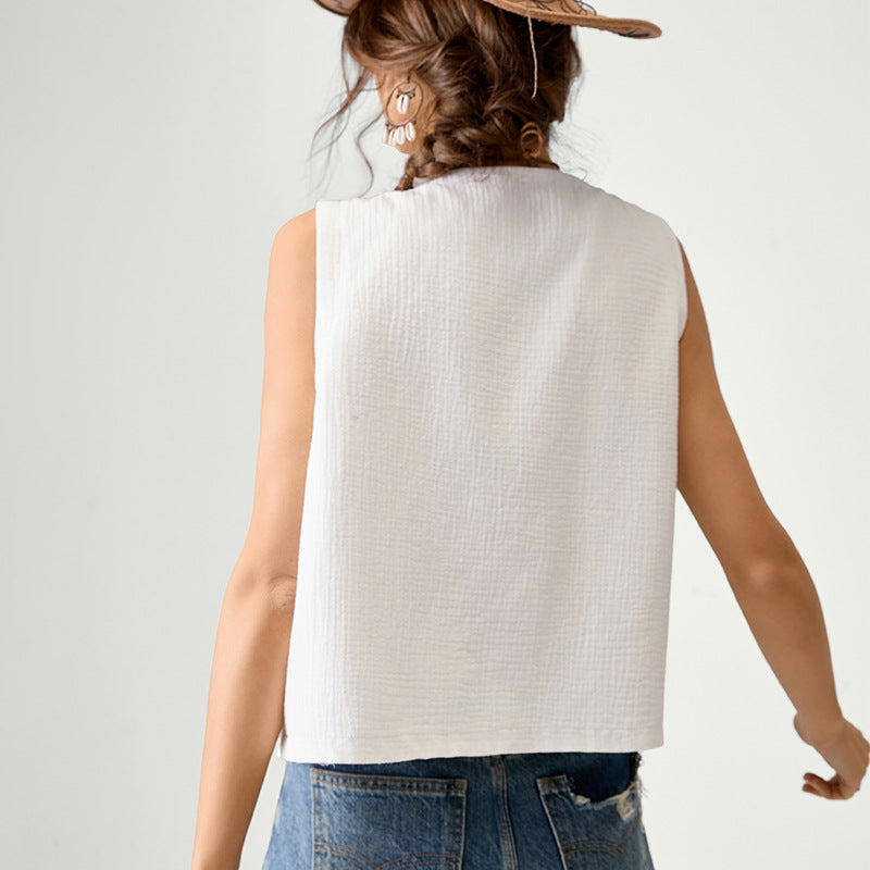 Floral Machine Embroidery Vest