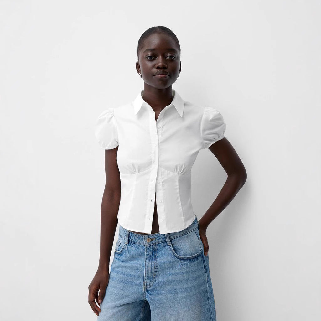 Women's Top Retro Simple Slim Shirt Temperament Commute