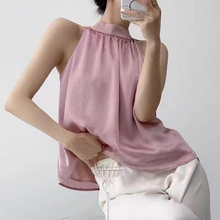 Design Sleeveless Shirt Women's Niche Wear Beauty Shoulder French Halter