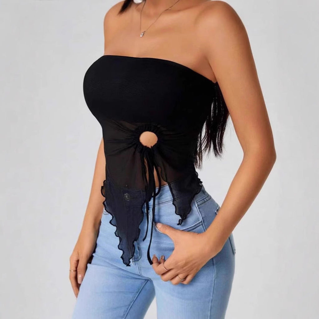 Tube Top Elegant Shoulder-baring Hot Irregular Sleeveless Top