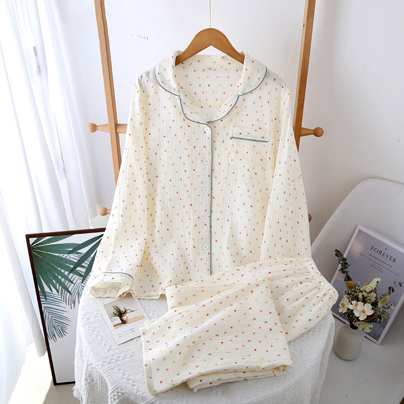 Women's Double-layer Gauze Loose All Cotton Crepe Pajamas Suit