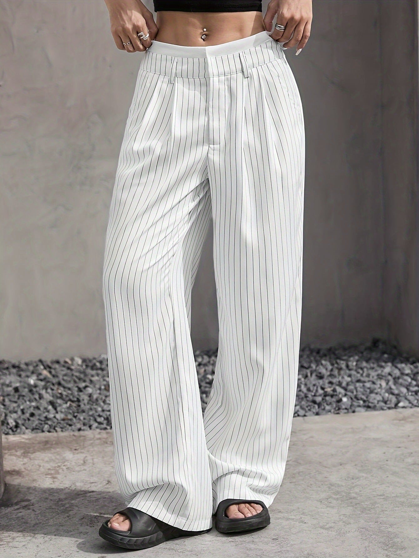 Stitching Suit Pants Simple Loose Drooping Straight-leg Pants