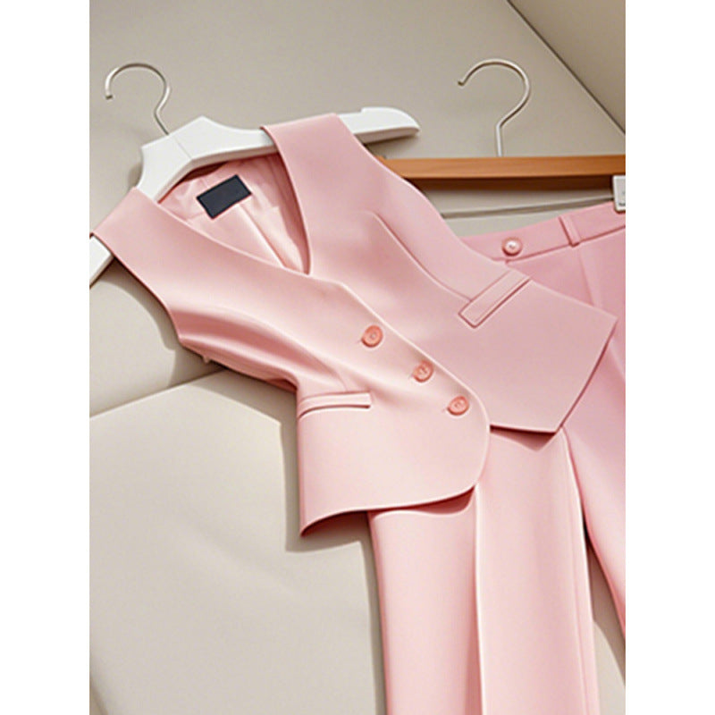 Elegant High-grade Suit Vest Pants Two Pieces Fashion Suit Women's Summer