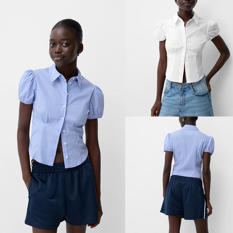 Women's Top Retro Simple Slim Shirt Temperament Commute