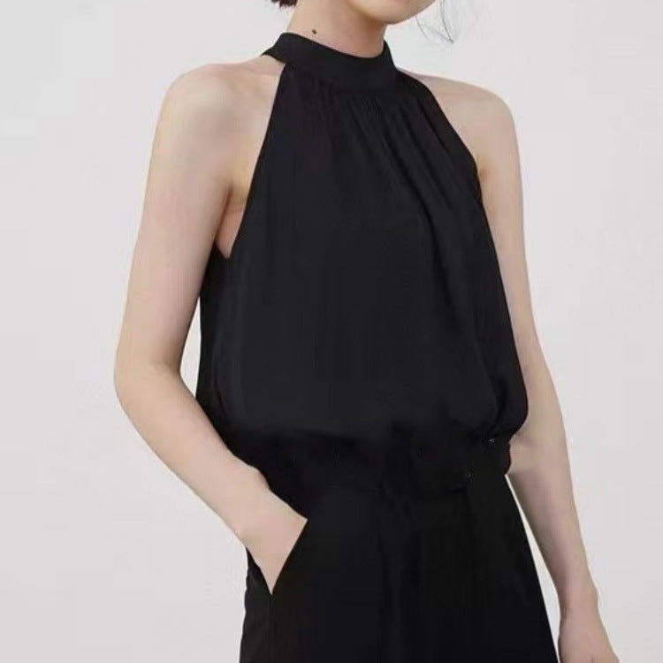 Design Sleeveless Shirt Women's Niche Wear Beauty Shoulder French Halter