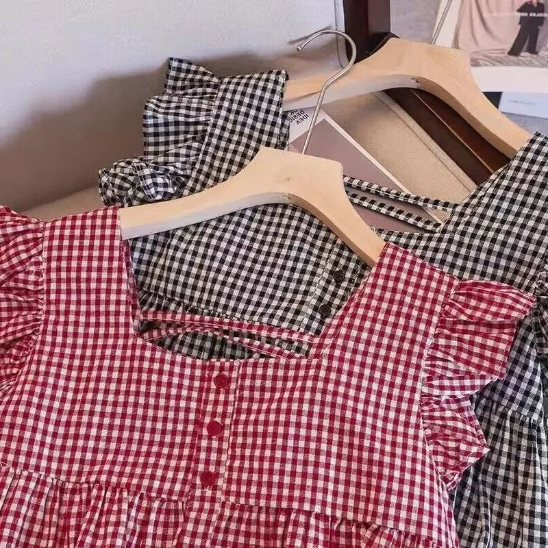 Women's Summer Square Collar Loose All-match Backless Small Doll Shirt