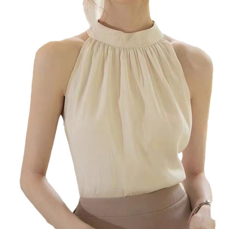 Design Sleeveless Shirt Women's Niche Wear Beauty Shoulder French Halter