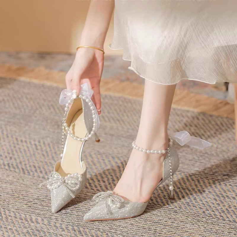 Women's Bow Pointed Heel Sandals