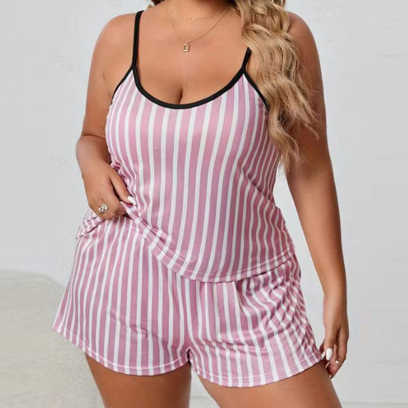 Women's Plus-sized Camisole Printed Pajamas Suit