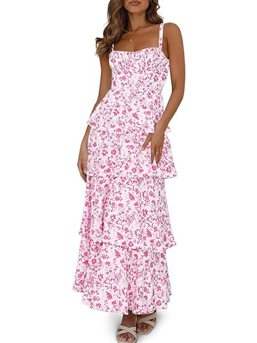 Floral Backless Sexy Sweet Formal Dress Women