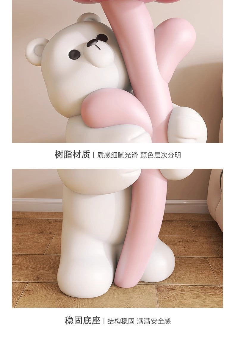Cute Cartoon Bear Hug Flowers Landing Side Tables Living Room Bedroom Creative Table Home Decoration