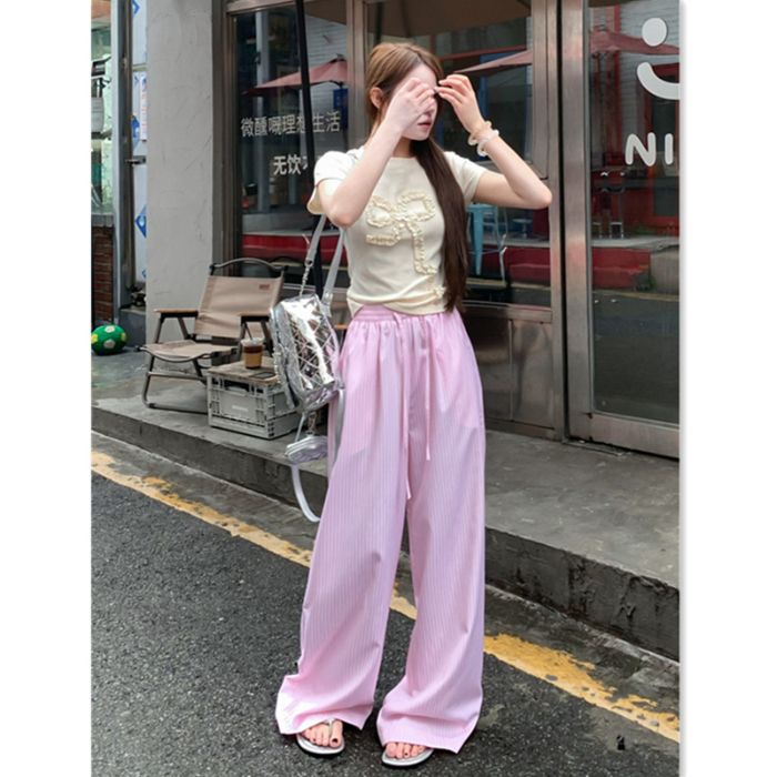 Women's New High Waist Straight Loose Wide Leg Mop Pants