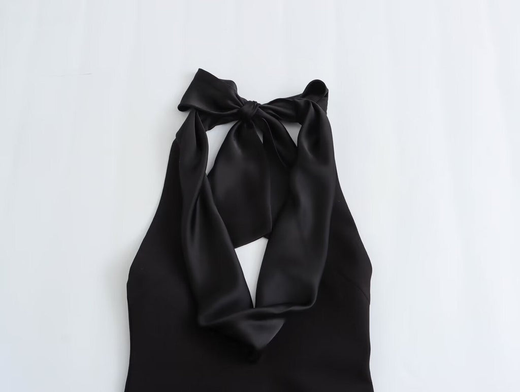 Swinging Collar Casual Midi Dress For Women Backless Lace Dress