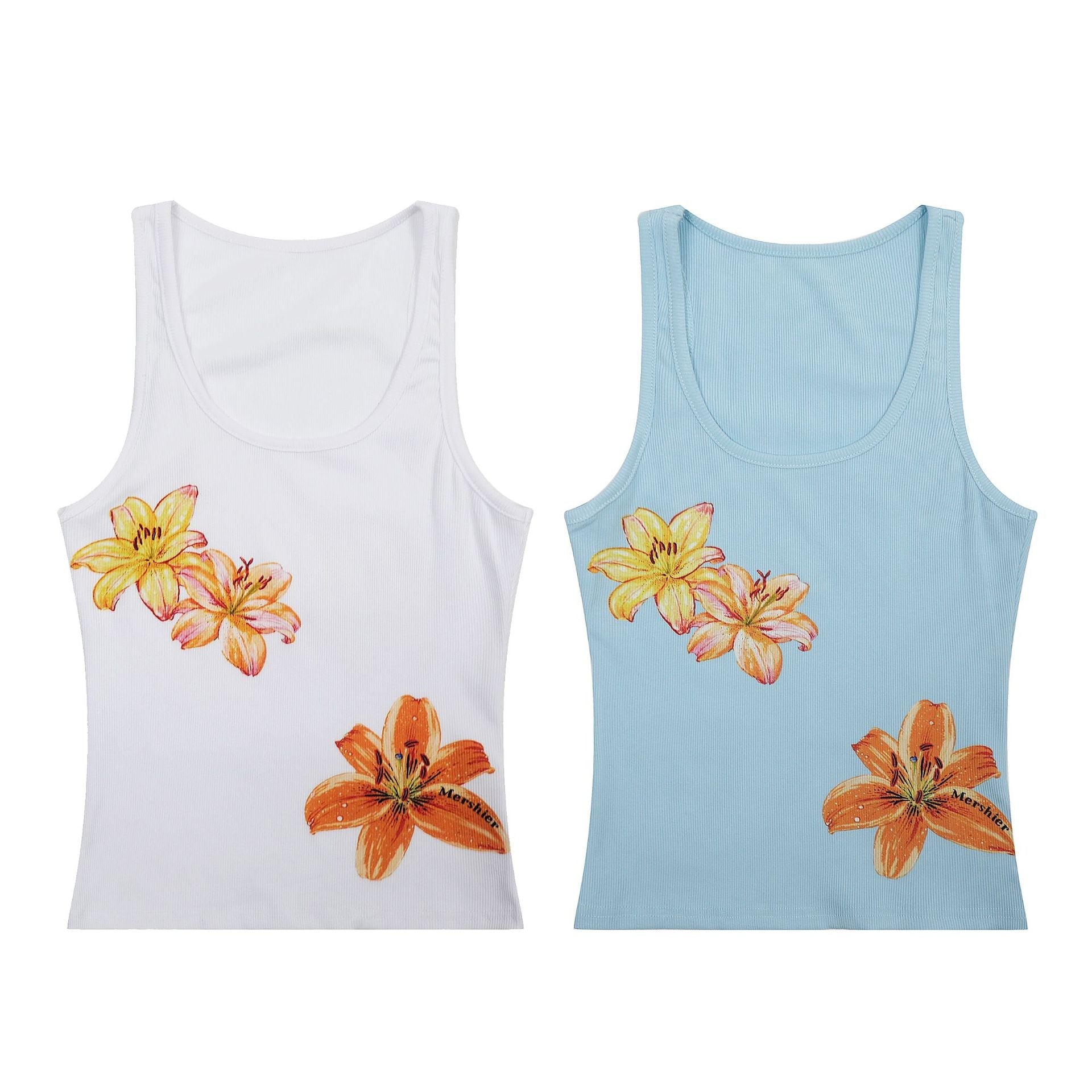 Hot Girl Floral Print I-shaped Camisole