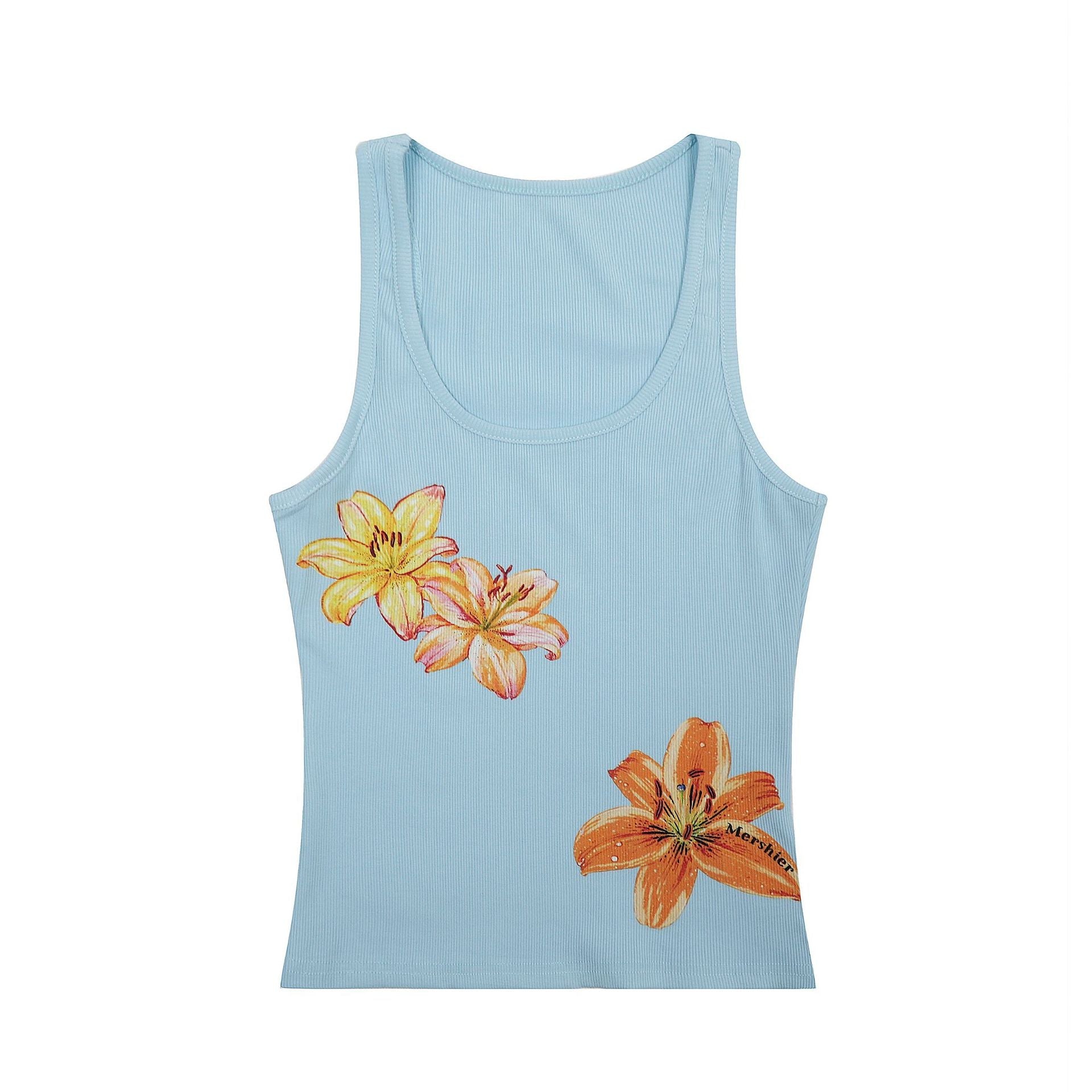 Hot Girl Floral Print I-shaped Camisole