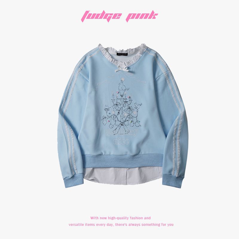 Spring Sweet Girl Cute Design Sense Loose Pullover Sweatershirt