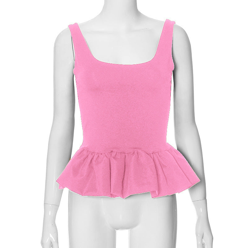 Women's All-match Solid Color Stitching Fashion Vest