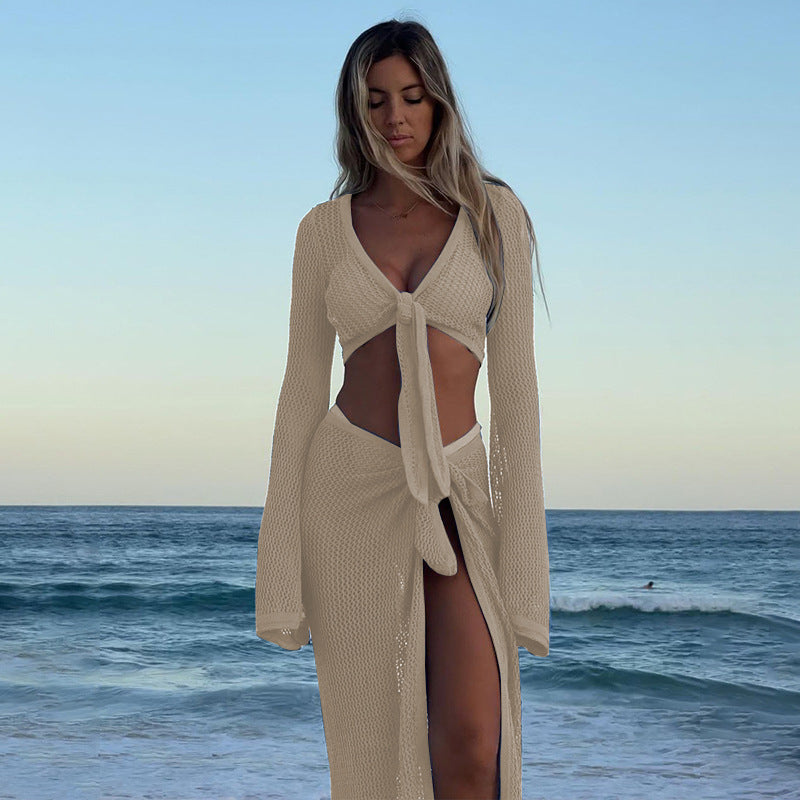 Seaside Beach Sexy Lace-up Skirt Suit