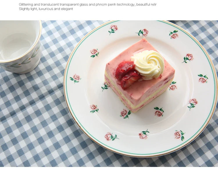 Floral Luxury Ceramic Teapot, Cup, Dessert Plate