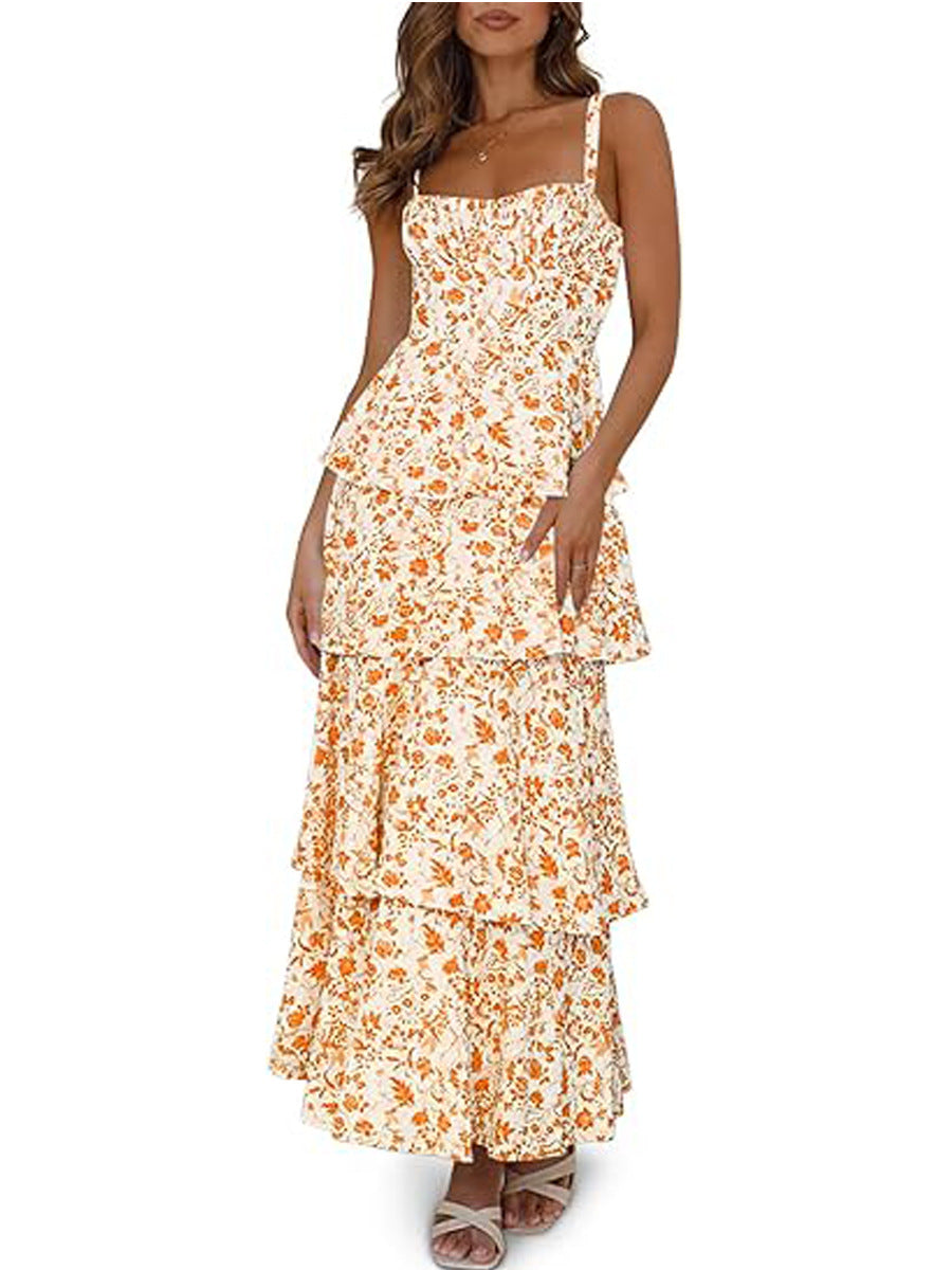 Floral Backless Sexy Sweet Formal Dress Women