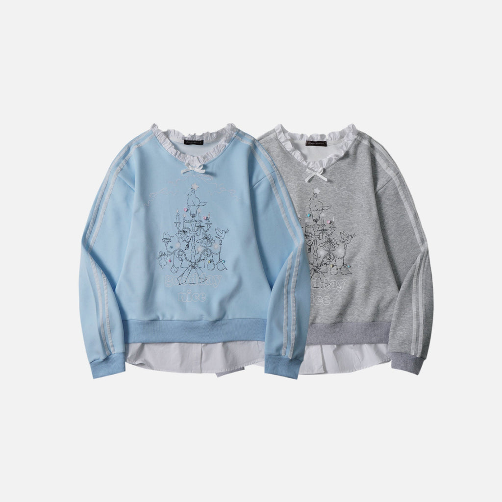 Spring Sweet Girl Cute Design Sense Loose Pullover Sweatershirt