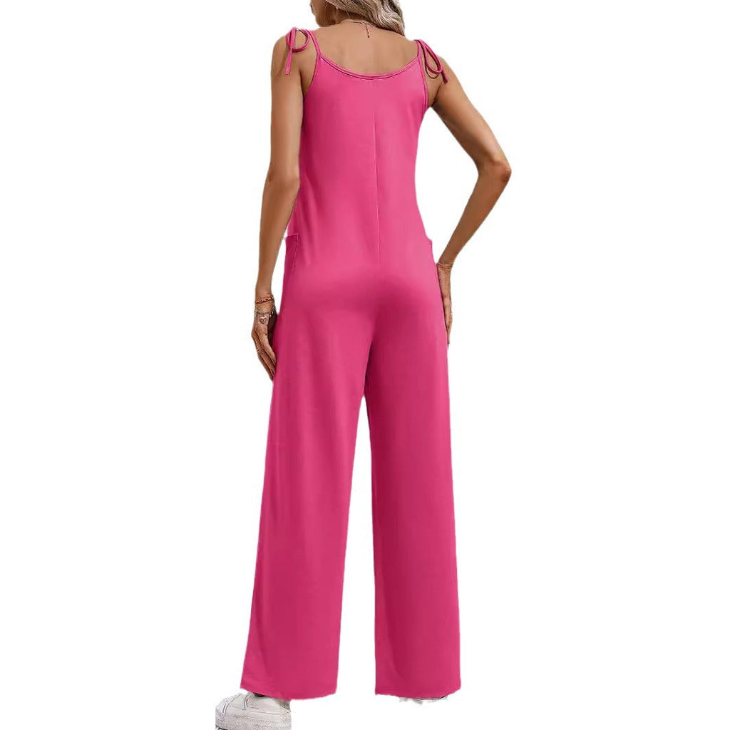 Women's Sling Straight Wide Leg Jumpsuit Trousers