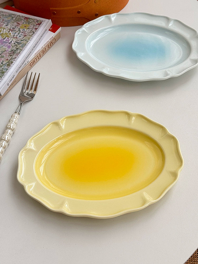 Gradient Lace Underglaze Porcelain Tableware Dish and Bowl Dish