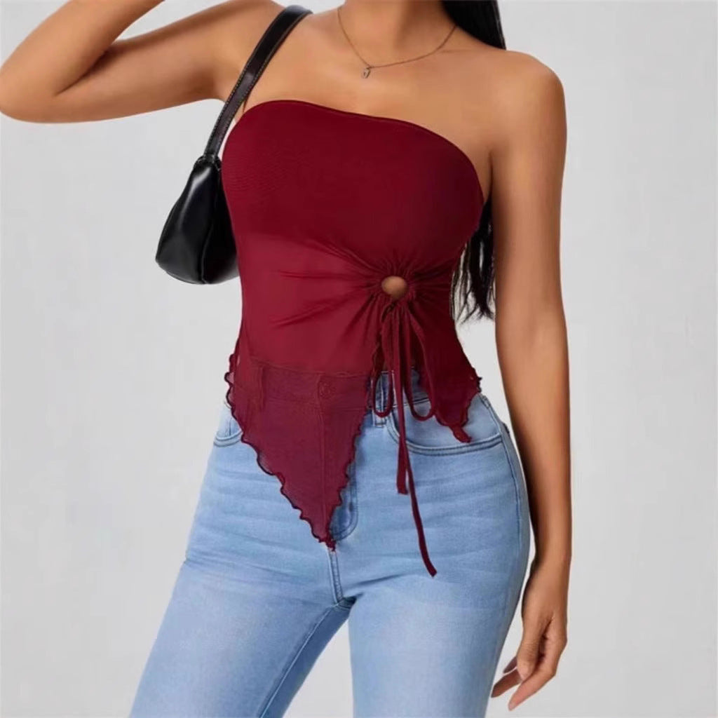 Tube Top Elegant Shoulder-baring Hot Irregular Sleeveless Top