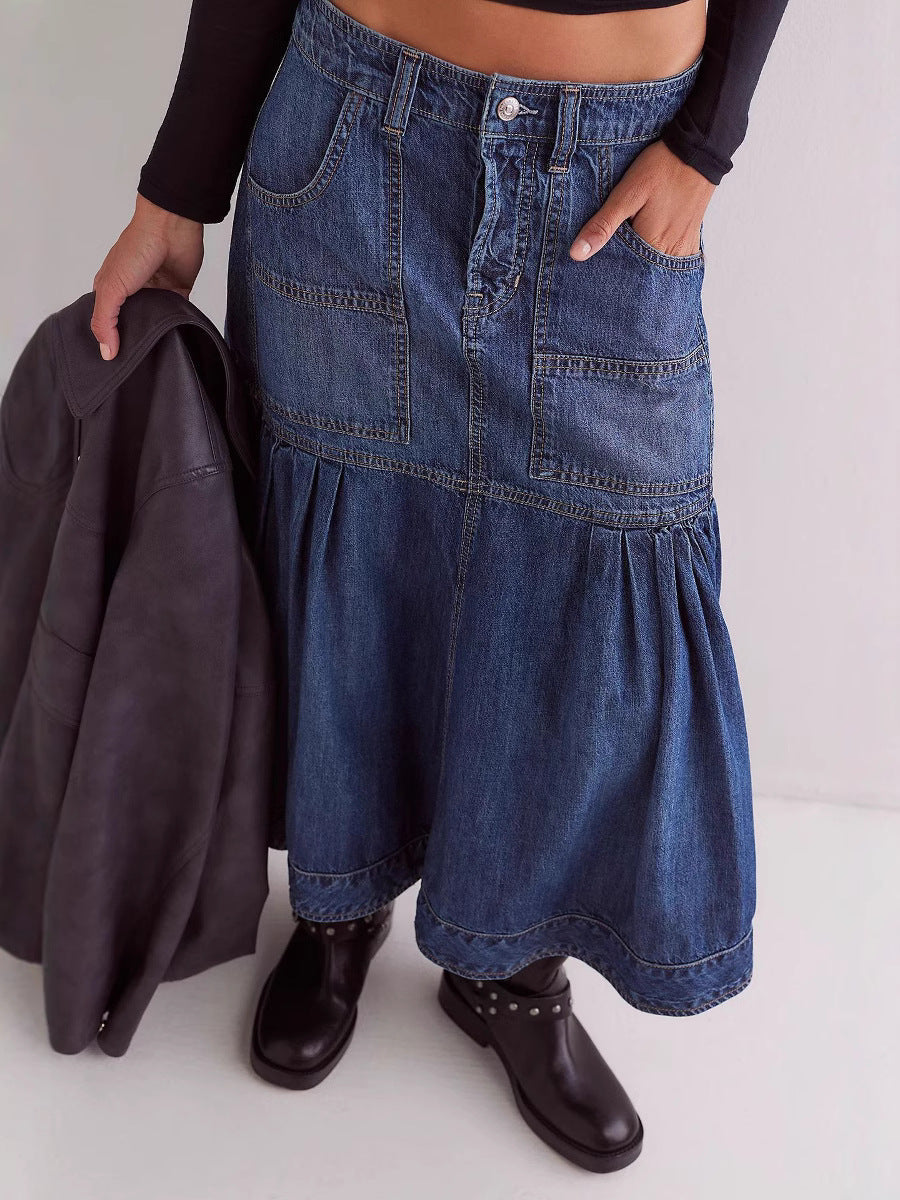 Fashion Retro Women's Casual Denim Skirt