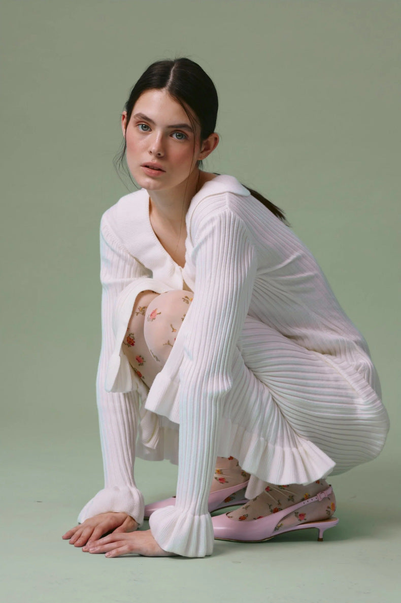 French Style Women's Sweet Ruffled Long Sleeve Dress