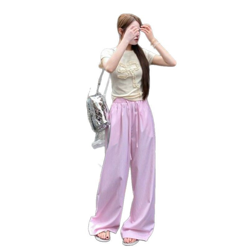 Women's New High Waist Straight Loose Wide Leg Mop Pants