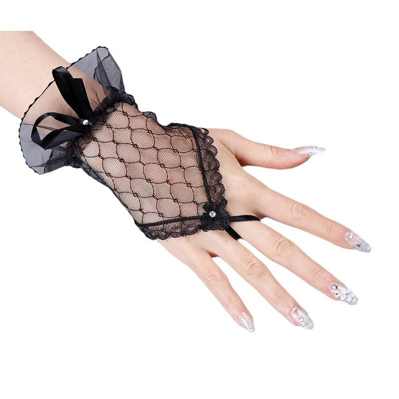 Mesh Lace Fingerless Bow Oversleeves Girl