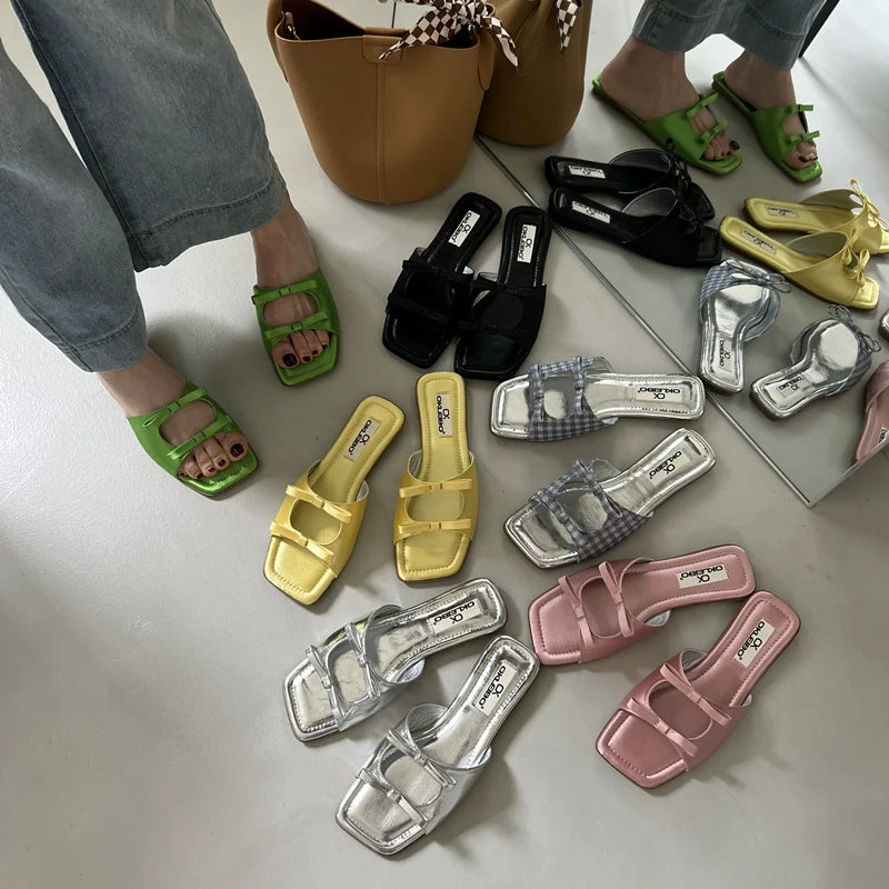 Fairy Shoes Bows Open Toe Slippers