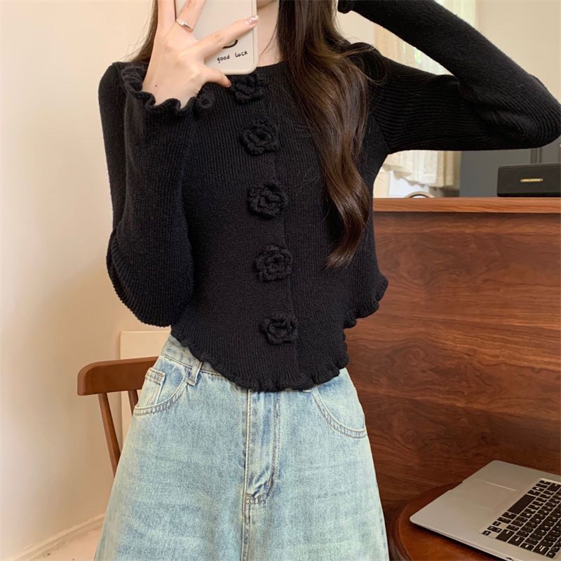 Flower Long Sleeve Sweater Bottoming Shirt Top