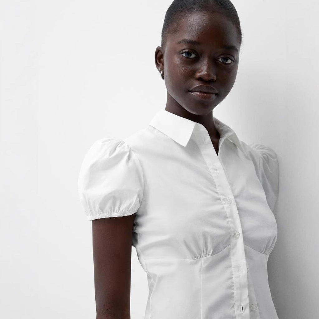 Women's Top Retro Simple Slim Shirt Temperament Commute