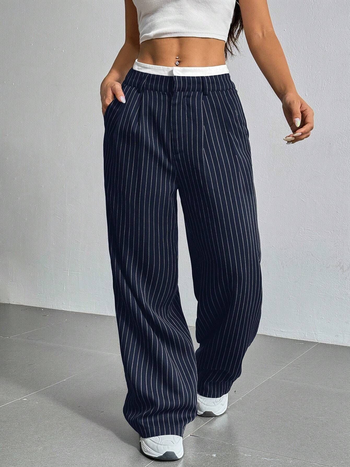 Stitching Suit Pants Simple Loose Drooping Straight-leg Pants