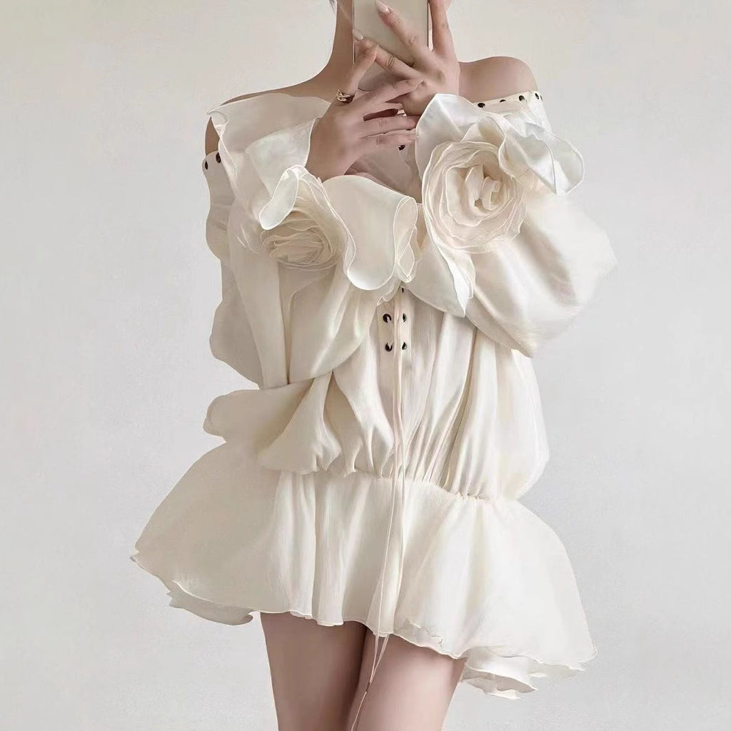 Shirt Bell Sleeve Loose Long Sleeve Short Dress